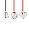 Georg Jensen Set Of 3 Palladium-plated Tree Decorations In Silver
