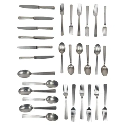 Pre-owned Georg Jensen Set Of Art Deco Silver-plated Flatware Mode Mira By Luc Lanel For Christofle