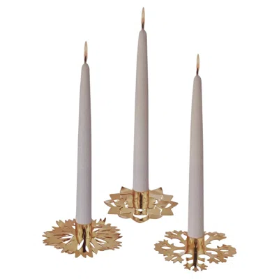 Pre-owned Georg Jensen Set Of  Gold Plated Ice Flower Candle Holder By Sanne Lund Traberg In Brown