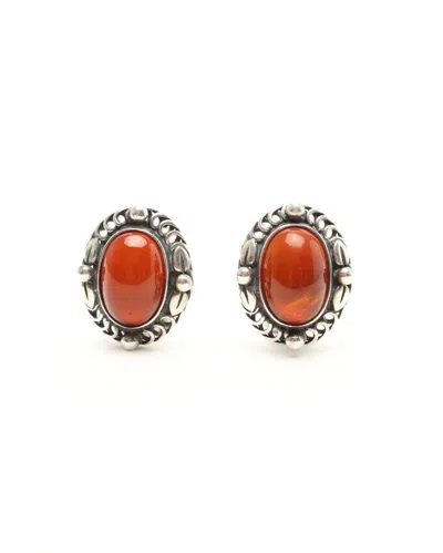 Georg Jensen Silver Amber Clip-on Earrings In Multi