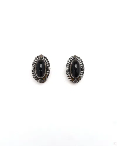 Georg Jensen Silver Onyx Clip-on Earrings In Black