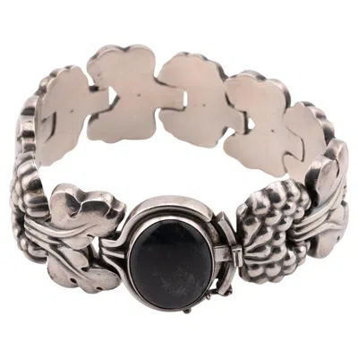 Pre-owned Georg Jensen Silver “paris” Bracelet With Lapis Lazuli Cabochon In Sand