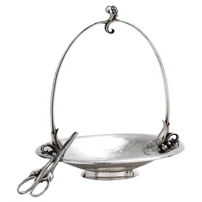 Pre-owned Georg Jensen Silversmithy 1997 Danish Silver Grape Stand By Harald Nielsen In Purple