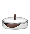 Georg Jensen Sky 4-piece Leather Coaster Set In Silver