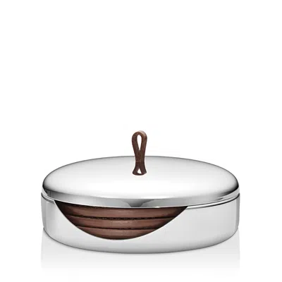 GEORG JENSEN SKY STAINLESS STEEL & LEATHER COASTER SET,10016976