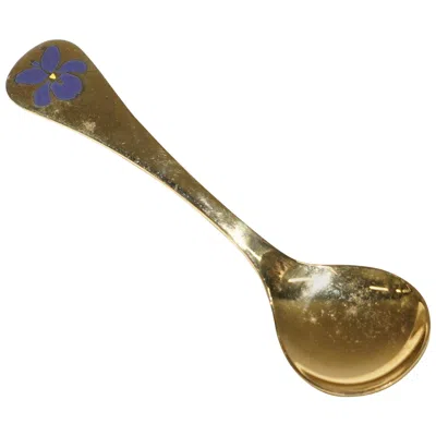 Pre-owned Georg Jensen Solid Sterling Silver Gold Gilt  1977 Denmark Spoon Irish Flower In Multi