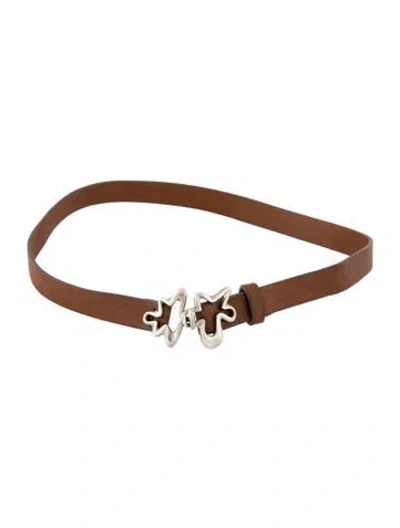 Pre-owned Georg Jensen Splash Leather Collar Necklace, 14" In Brown
