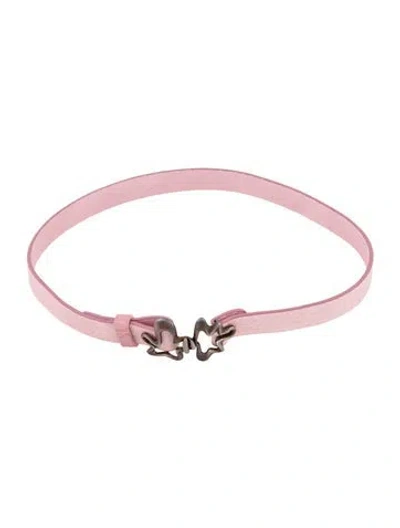 Pre-owned Georg Jensen Splash Leather Collar Necklace, 15" In Pink