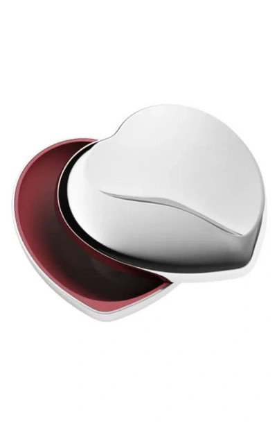 Georg Jensen Stainless Steel Heart Pillbox In Burgundy
