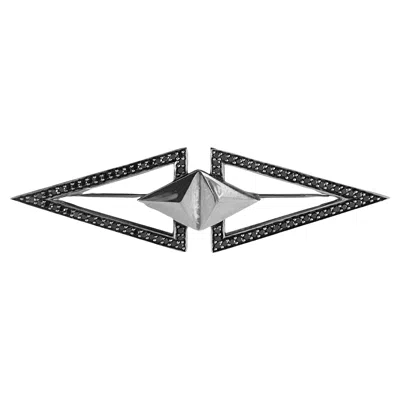 Pre-owned Georg Jensen Sterling And Black Diamond Brooch #569c