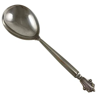 Pre-owned Georg Jensen Sterling Silver Acanthus Pattern Serving Spoon, Denmark, Circa 1917