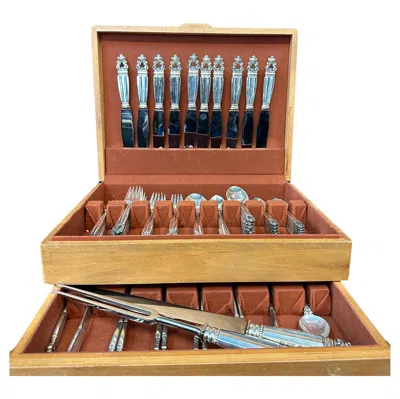 Pre-owned Georg Jensen Sterling Silver "acorn" Flatware In Brown