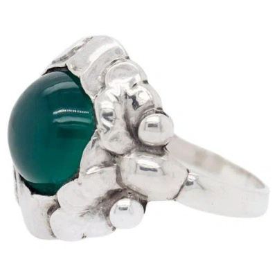 Pre-owned Georg Jensen Sterling Silver & Chrysoprase Ring No. 11a In Multi