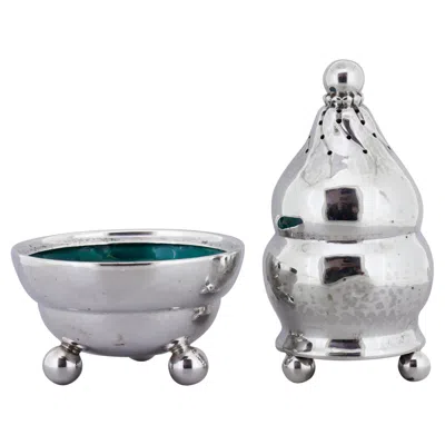 Pre-owned Georg Jensen Sterling Silver & Enamel Pepper Shaker And Salt Cellar Pair #410