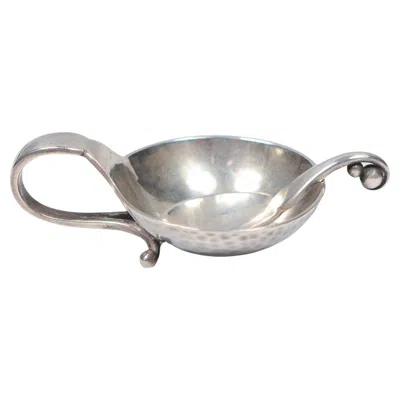 Pre-owned Georg Jensen Sterling Silver Art Deco Salt Cellar And Spoon