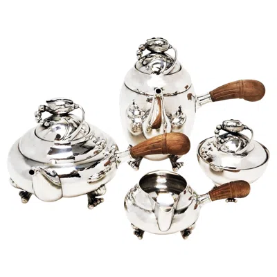 Pre-owned Georg Jensen Sterling Silver Blossom Pattern 4 Piece Tea & Coffee Set C. 1945-77 In Sand