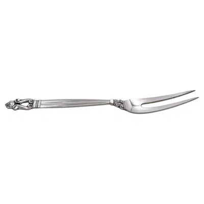 Pre-owned Georg Jensen Sterling Silver Cold Cut Meat Fork In Acorn Pattern