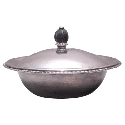 Pre-owned Georg Jensen Sterling Silver Covered Dish Bowl In Rope Pattern 290a From 1920s