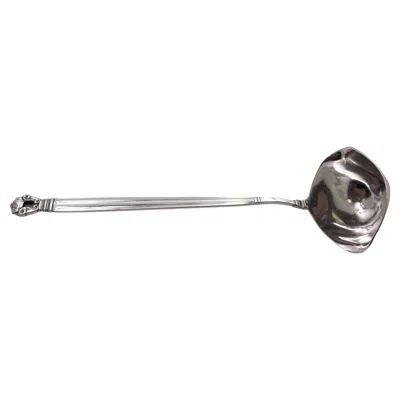Pre-owned Georg Jensen Sterling Silver Cream Ladle In Acorn Pattern With Double Spout In White