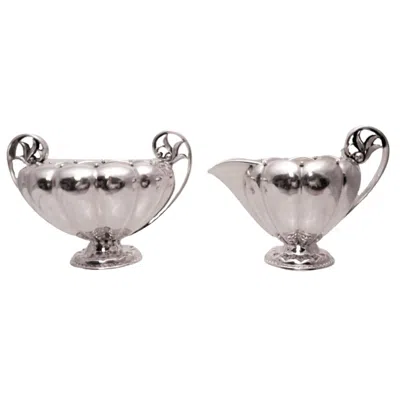 Pre-owned Georg Jensen Sterling Silver Creamer & Sugar Bowl In Pattern 479b