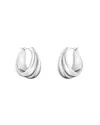Georg Jensen Sterling Silver Curve Graduated Small Hoop Earrings In Silver
