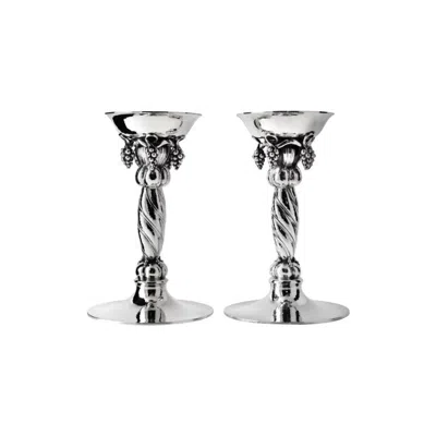 Pre-owned Georg Jensen Sterling Silver Grape Candlesticks 263b In Purple