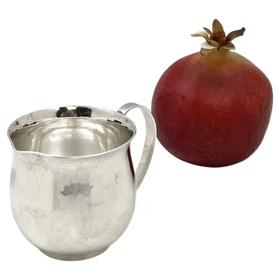 Pre-owned Georg Jensen Sterling Silver Hammered Creamer / Pitcher #527 In Sand