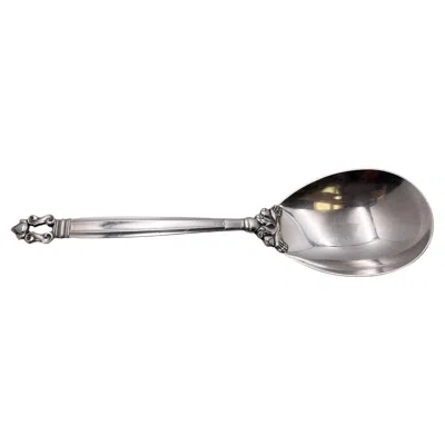 Pre-owned Georg Jensen Sterling Silver Mashed Potato Spoon In Acorn Pattern