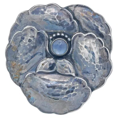 Pre-owned Georg Jensen Sterling Silver Moonstone Pansy Brooch No. 113 In Multi