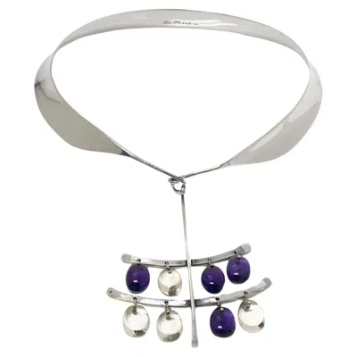 Pre-owned Georg Jensen Torun Sterling Amethyst Quartz Necklace, Circa 1960 In Purple