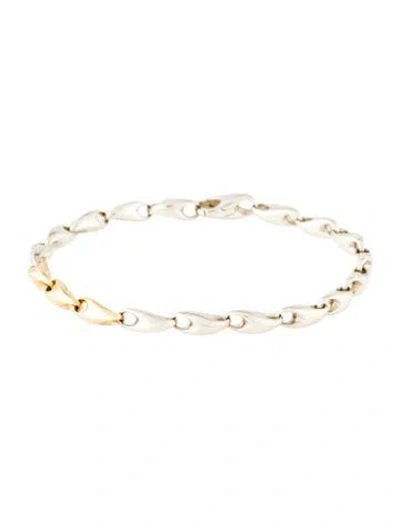Pre-owned Georg Jensen Two-tone Reflect Chain Link Bracelet, 6.5" In Multicolor