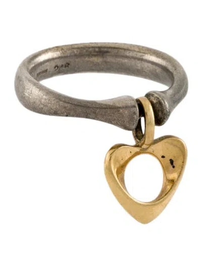 Pre-owned Georg Jensen Two-tone Spinning Heart Ring In Multi