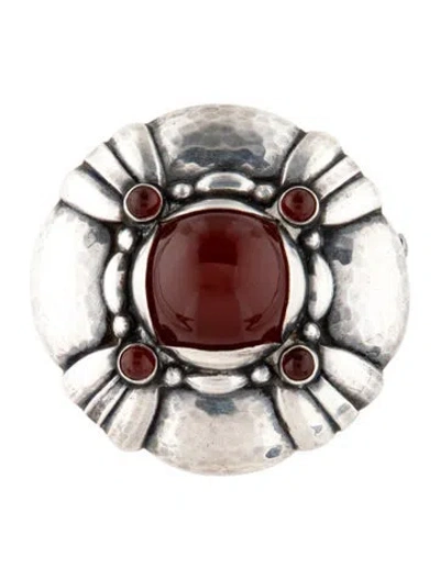 Pre-owned Georg Jensen Vintage Carnelian Brooch In Multi