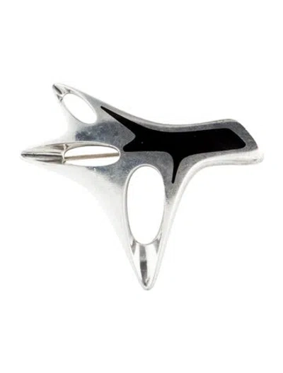Pre-owned Georg Jensen Vintage Enamel Henning Koppel Brooch In Black