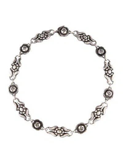 Pre-owned Georg Jensen Vintage Floral Collar Necklace, 14.25" In Multicolor