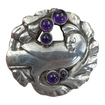 Pre-owned Georg Jensen Vintage  Rare Amethyst Dove Brooch 165 Denmark Kristian Mohl-hansen In Purple