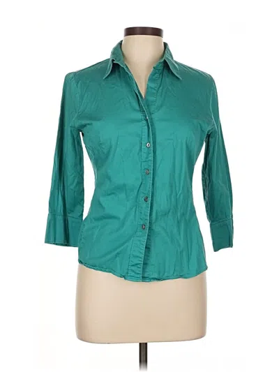 Pre-owned George 3/4 Sleeve Button Down Shirt In Blue
