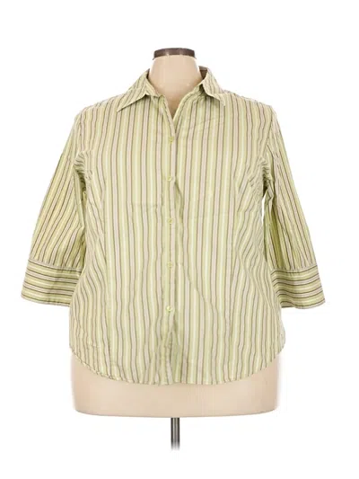 Pre-owned George 3/4 Sleeve Button Down Shirt In Green