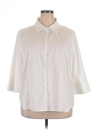 Pre-owned George 3/4 Sleeve Button Down Shirt In Ivory