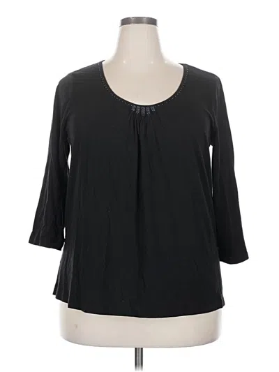 Pre-owned George 3/4 Sleeve Top Black Scoop Neck Tops