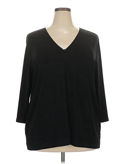 Pre-owned George 3/4 Sleeve Top Black V-neck Tops