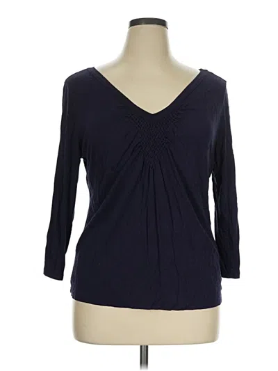 Pre-owned George 3/4 Sleeve Top Blue V-neck Tops