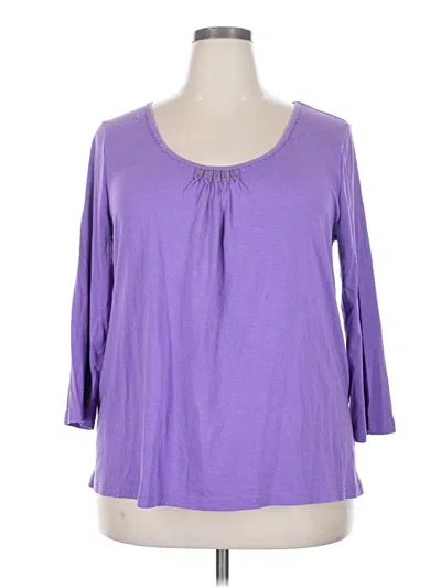 Pre-owned George 3/4 Sleeve Top Purple Keyhole Neckline Tops