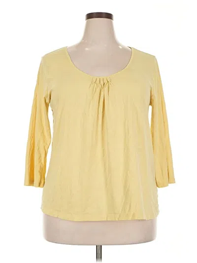 Pre-owned George 3/4 Sleeve Top Yellow Scoop Neck Tops