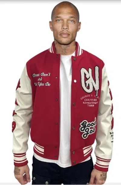 Pre-owned George Avenue  V Paris Men's Varsity Jacket Size Large In Red