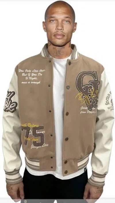 Pre-owned George Avenue  V Paris Men's Varsity Jacket Size Small In Beige