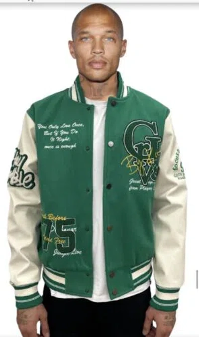 Pre-owned George Avenue  V Paris Men's Varsity Jacket Size Small In Green