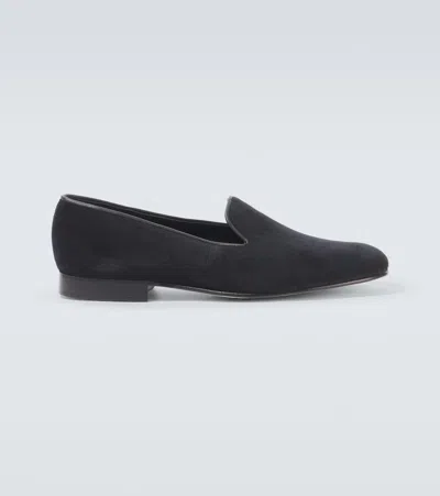 George Cleverley Albert Velvet Loafers In Black