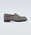 George Cleverley Cannes Suede Penny Loafers In Grey