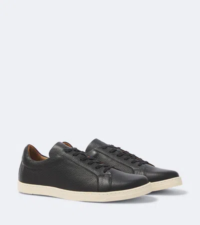 George Cleverley Jack Iii Croc-effect Leather Sneakers In Black